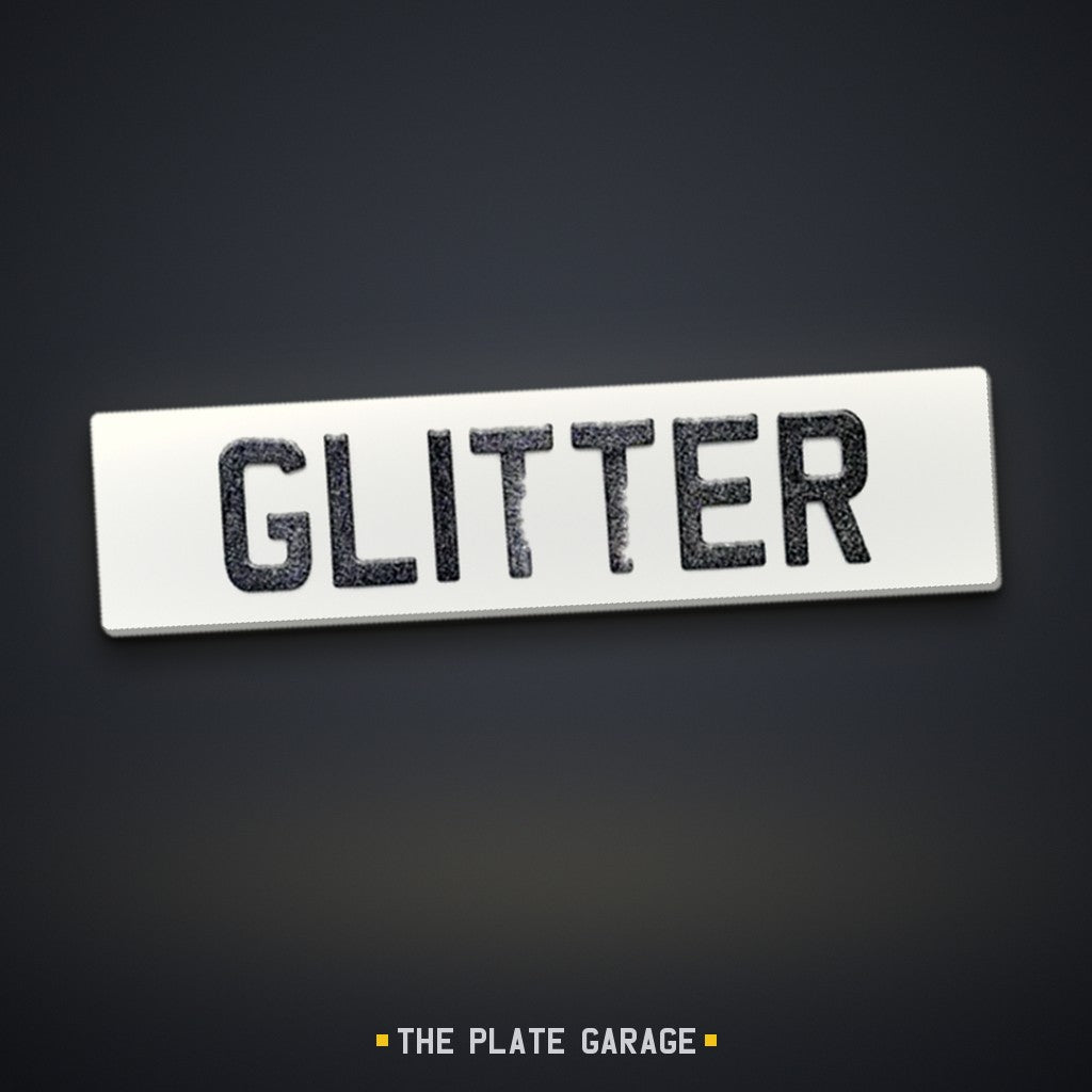 3D Gel Glitter Number Plate - white