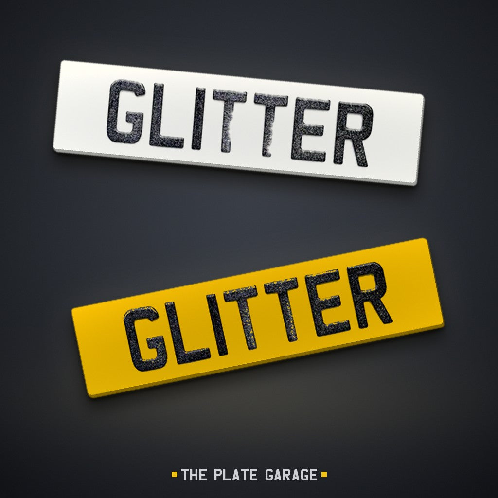 3D Gel Glitter Number Plate - front and rear