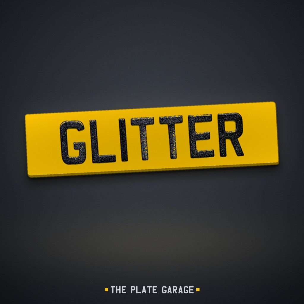 3D Gel Glitter Number Plate - yellow