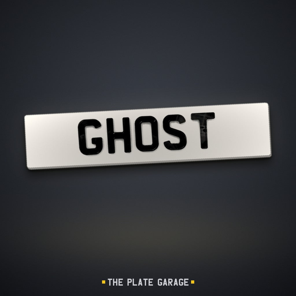 4D Ghost Number Plate - white