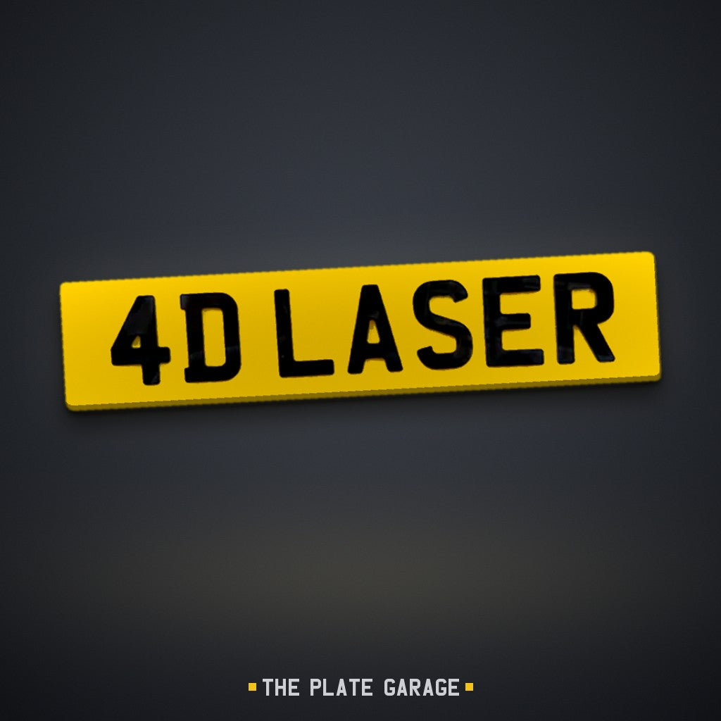 4D 3mm Number Plate - yellow
