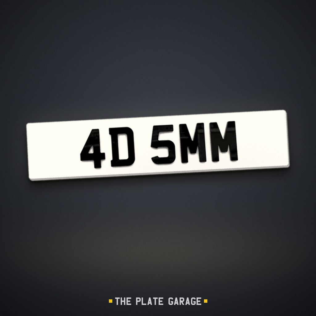 4D 5mm Number Plate - white