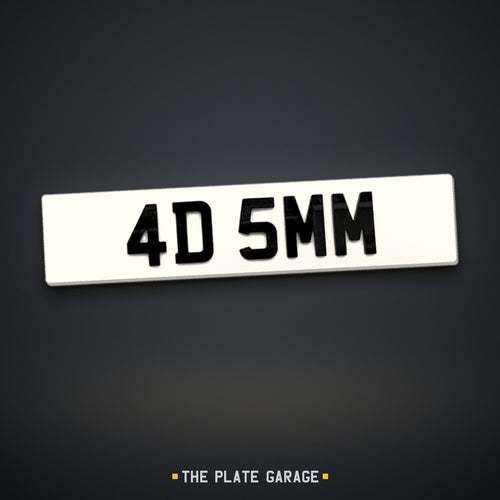 4D 5mm Number Plate - white