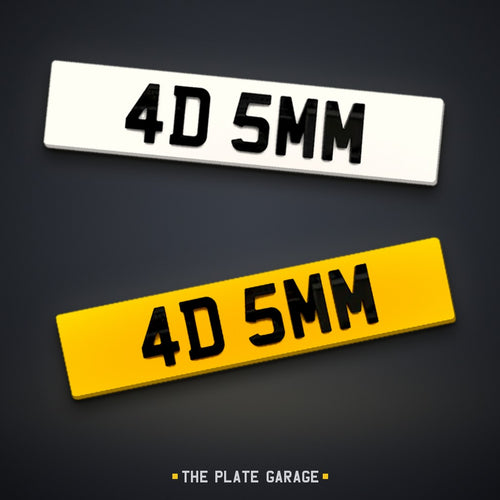 4D 5mm Number Plate - front and rear
