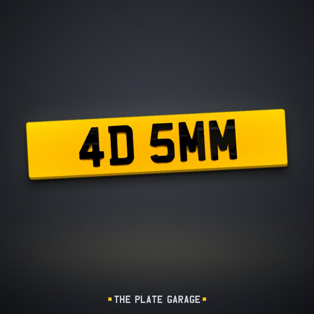 4D 5mm Number Plate - yellow