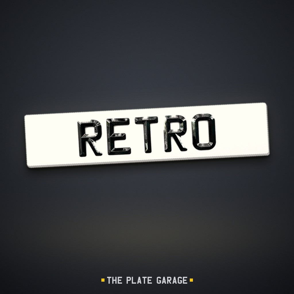 Bevel Retro Number Plate - white