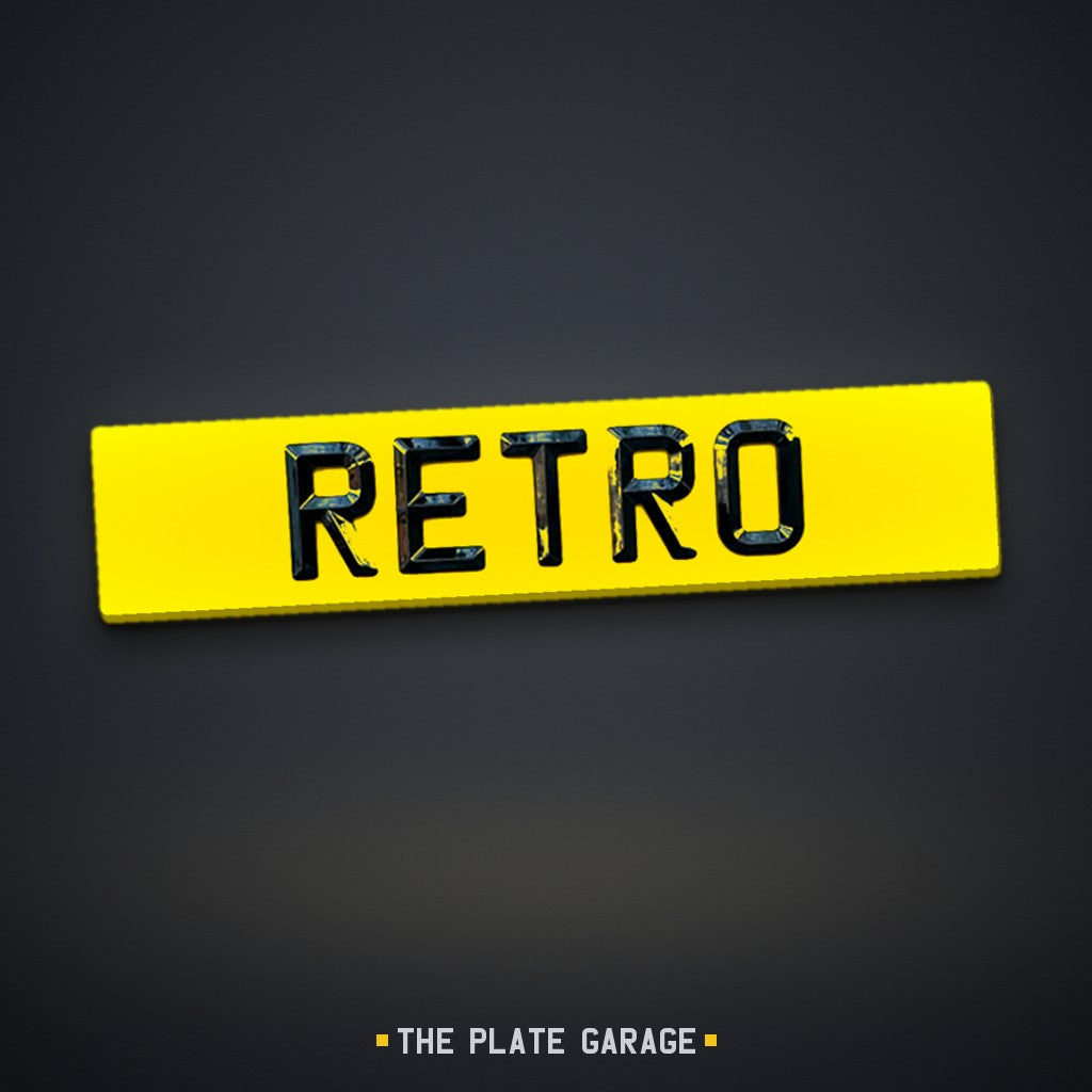 Bevel Retro Number Plate - yellow