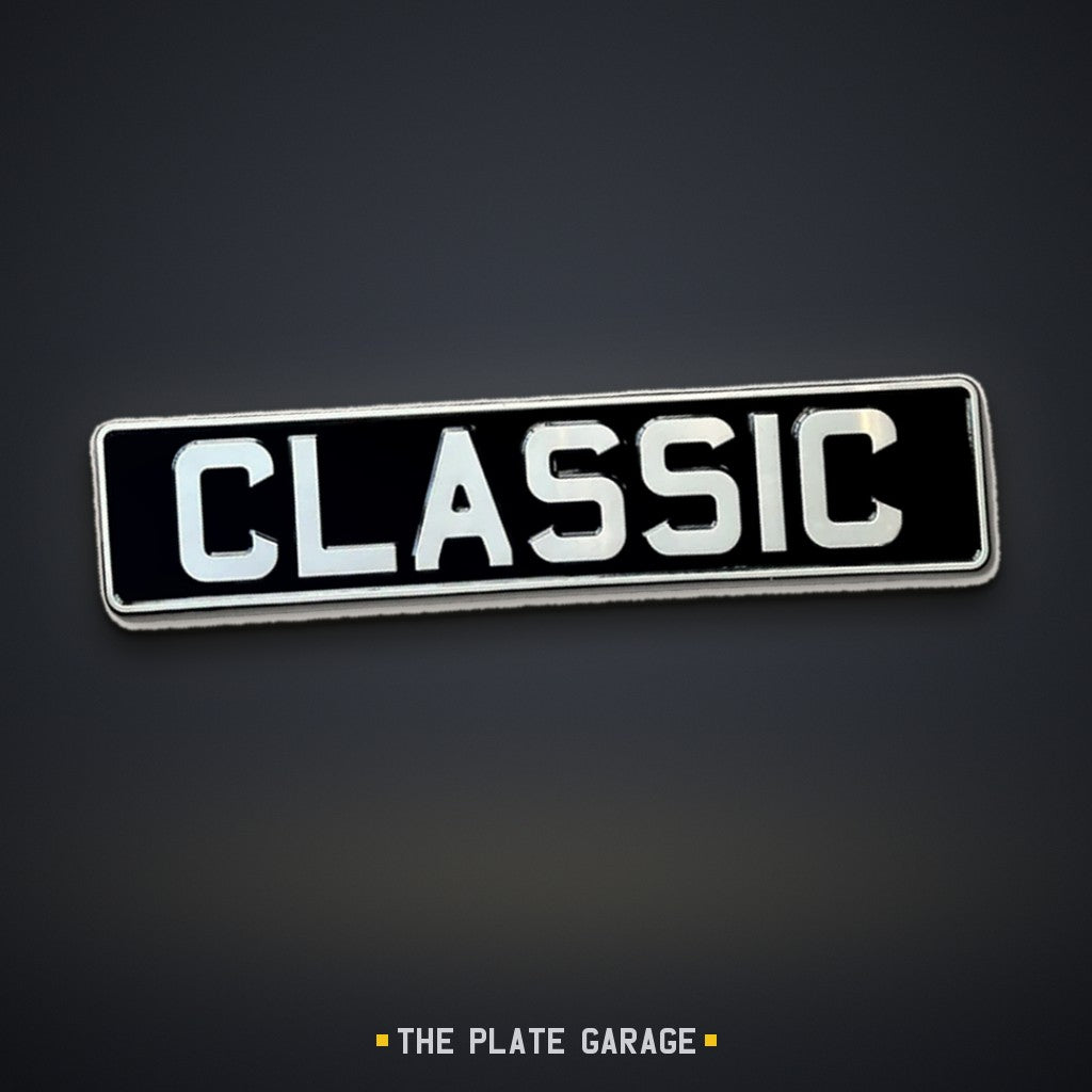 Classic Oblong Metal Number Plate - black, angled