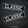 Classic Oblong Metal Number Plate - front and rear