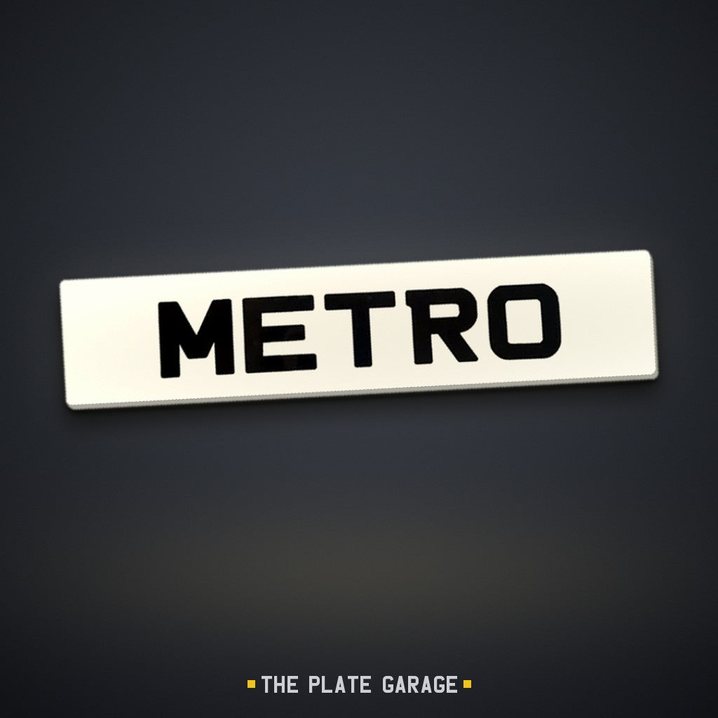 Metro Number Plate - white