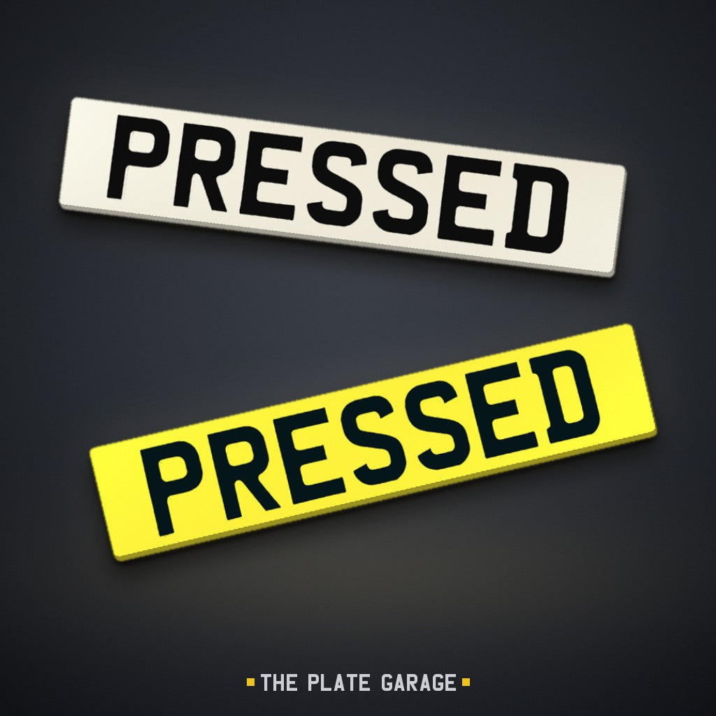 Pressed Oblong Metal Number Plate - front and rear